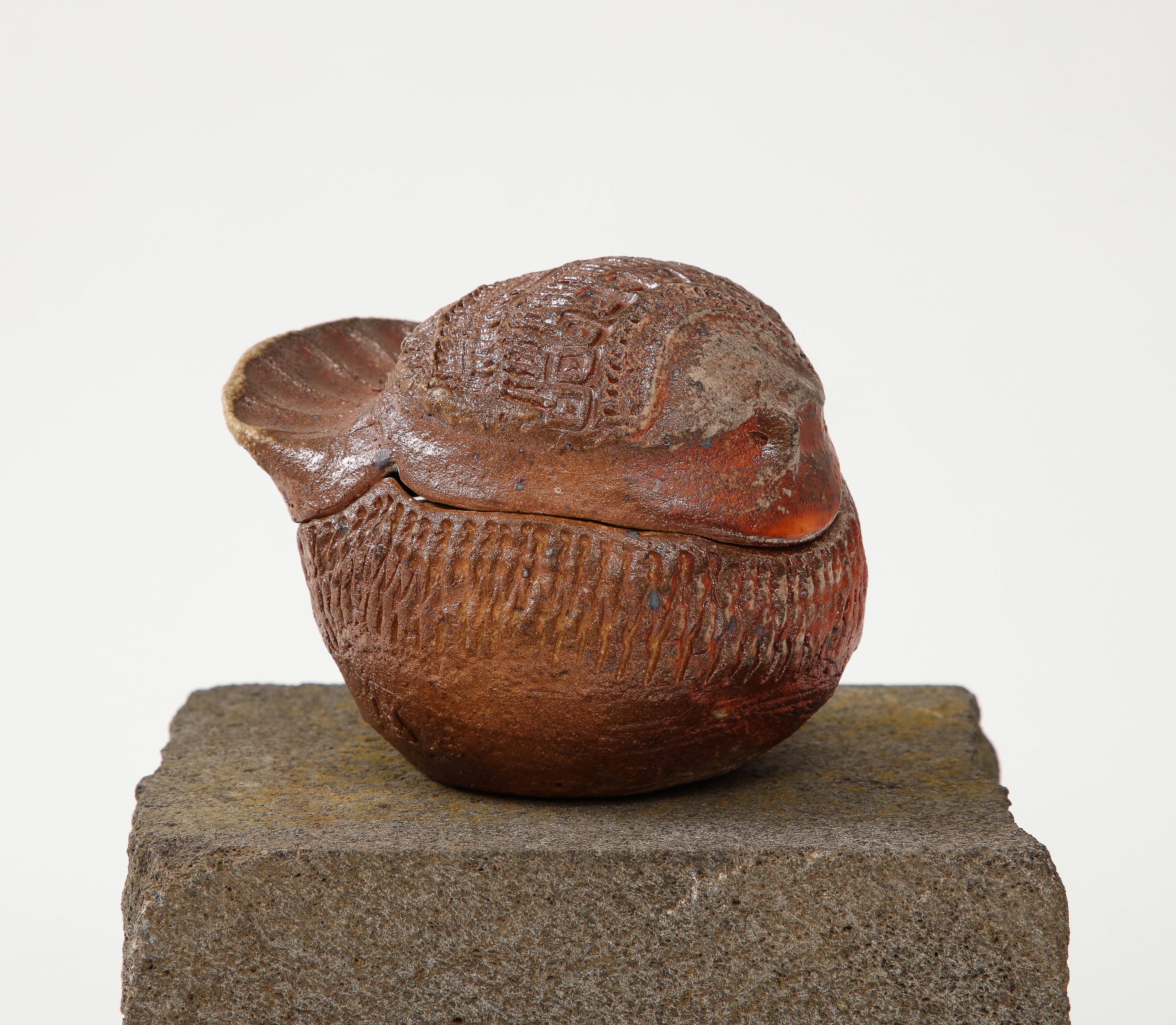 Barbara Delfosse French Incised Ceramic Bird Box, circa 1950-1960 5