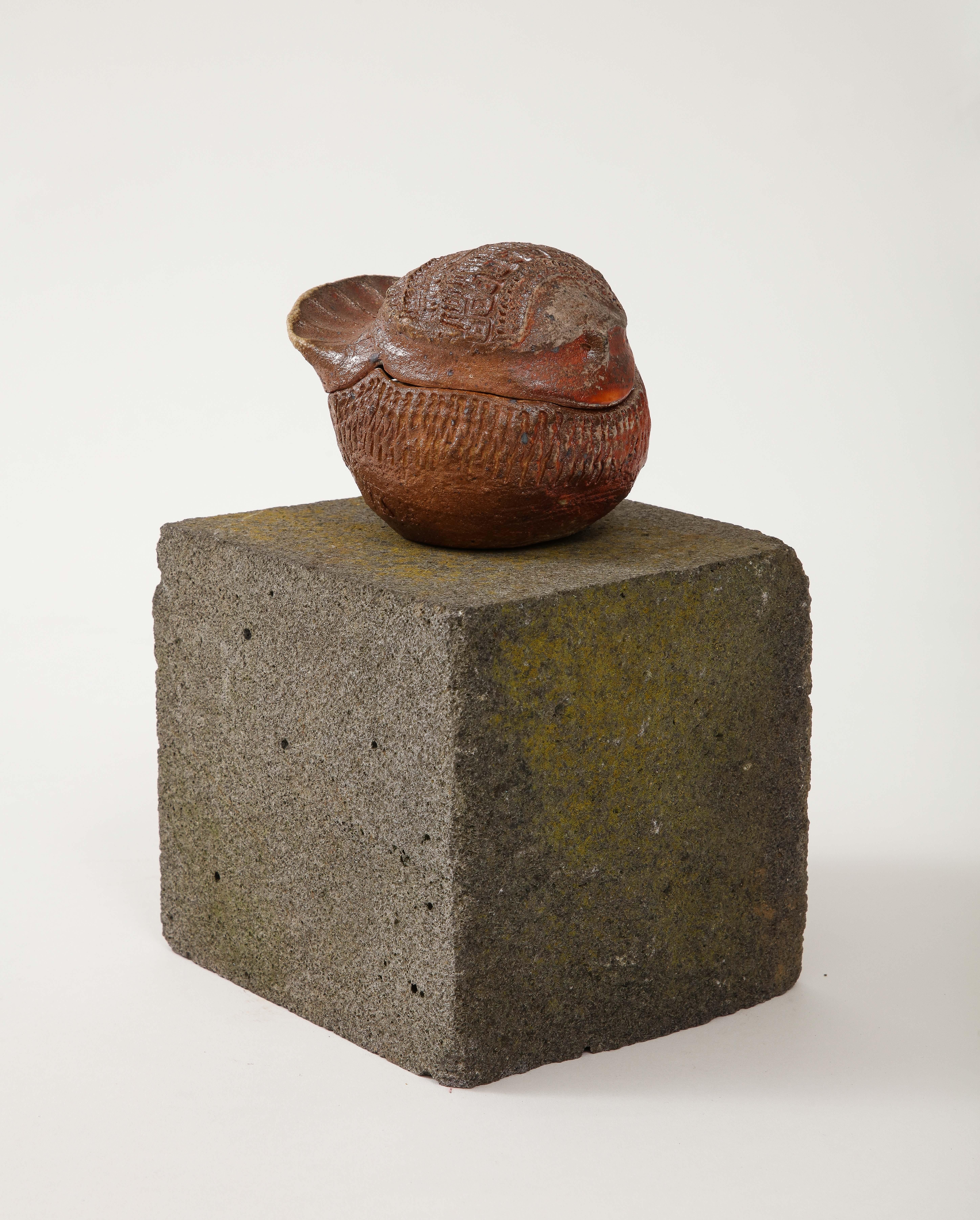 Barbara Delfosse French Incised Ceramic Bird Box, circa 1950-1960 7