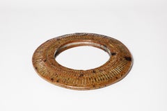 Barbara Delfosse Large Brown Stoneware Ceramic Wall Mirror circa 1970 La Borne