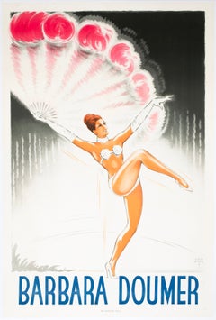 Barbara Doumer c1940 French Music Hall Showgirl Poster, Maurice Harfort