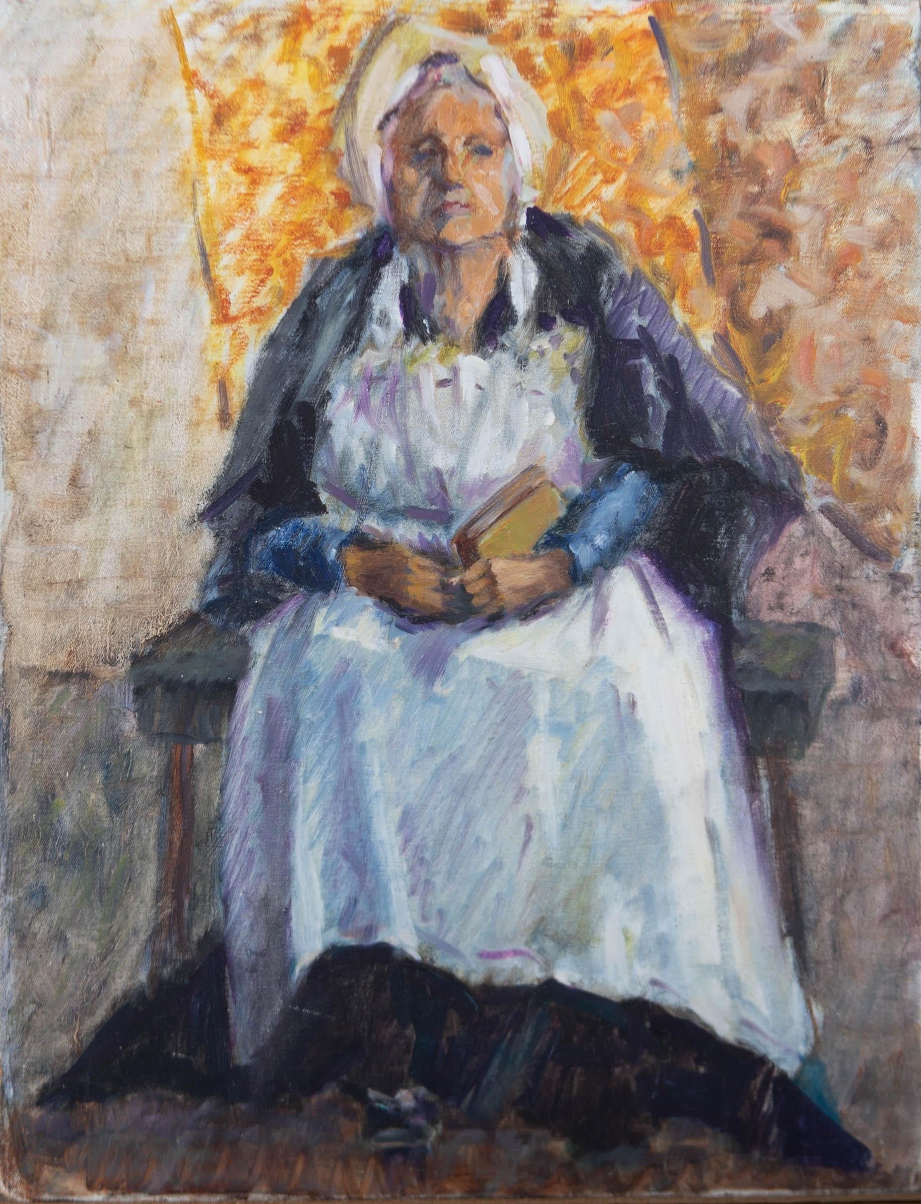 Barbara Doyle (geb.1917) – Zeitgenössisches Ölgemälde, The Matron im Angebot 1