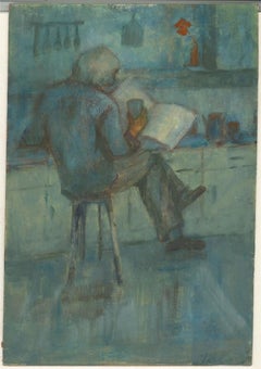 Barbara Doyle (b.1917) - 20th Century Oil, Gentleman Reading