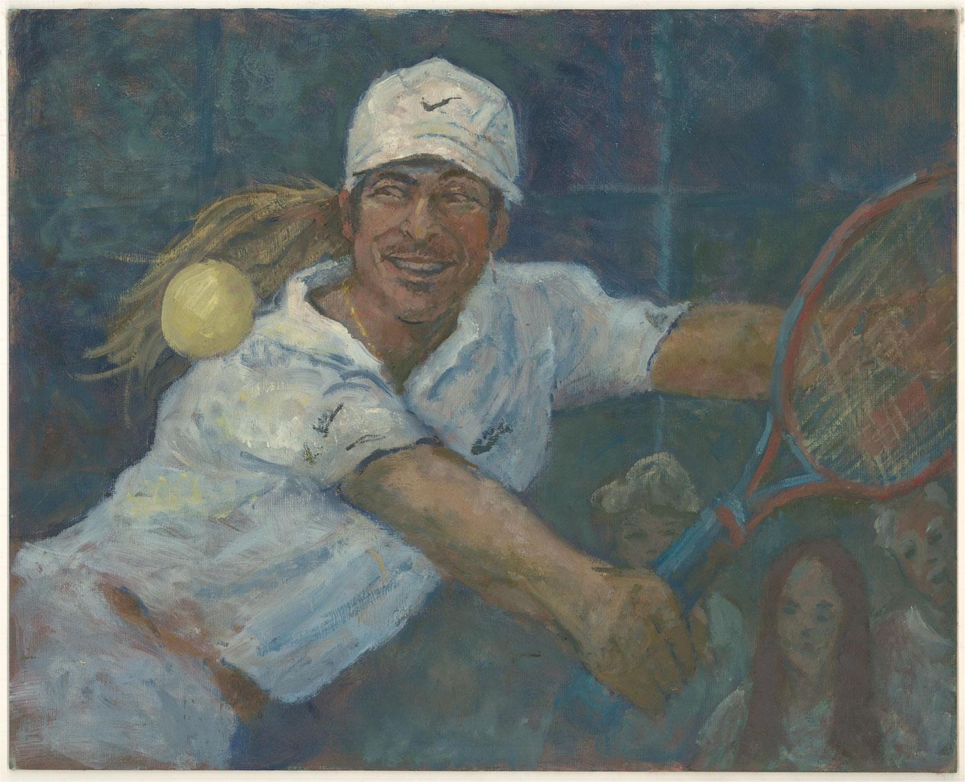 Barbara Doyle (b.1917) - 20th Century Oil, Portrait of Andre Agassi For Sale 1