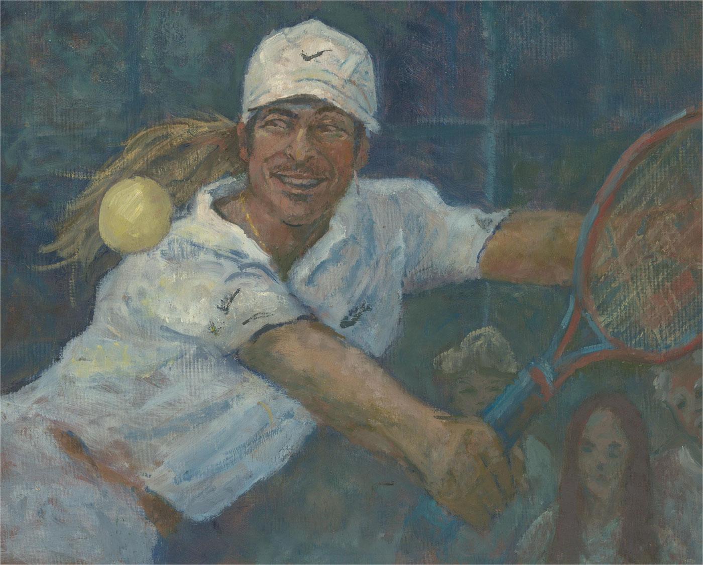 Barbara Doyle (b.1917) - 20th Century Oil, Portrait of Andre Agassi For Sale 2