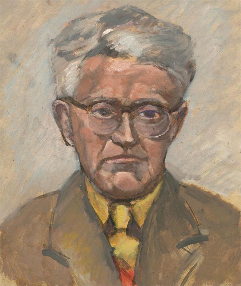 Barbara Doyle (nata nel 1917) - Olio contemporaneo, Un uomo serio in vendita 2