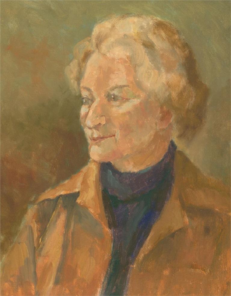 Barbara Doyle (b.1917) - Contemporary Oil, Lady in Blue Turtleneck 2
