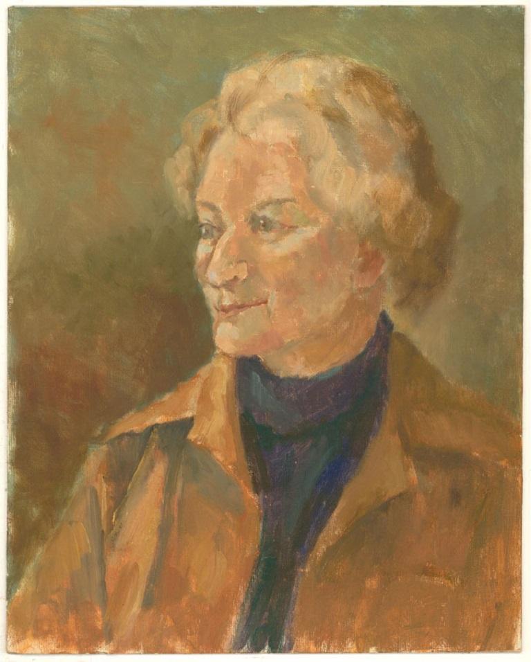 Barbara Doyle (b.1917) - Contemporary Oil, Lady in Blue Turtleneck 3