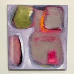 In Pursuit of Quiet 1- Purple & Neutral Toned Abstract Oil Painting on Canvas