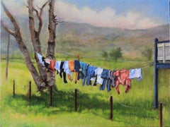 Birch Tree Laundry, Painting, Oil on Canvas