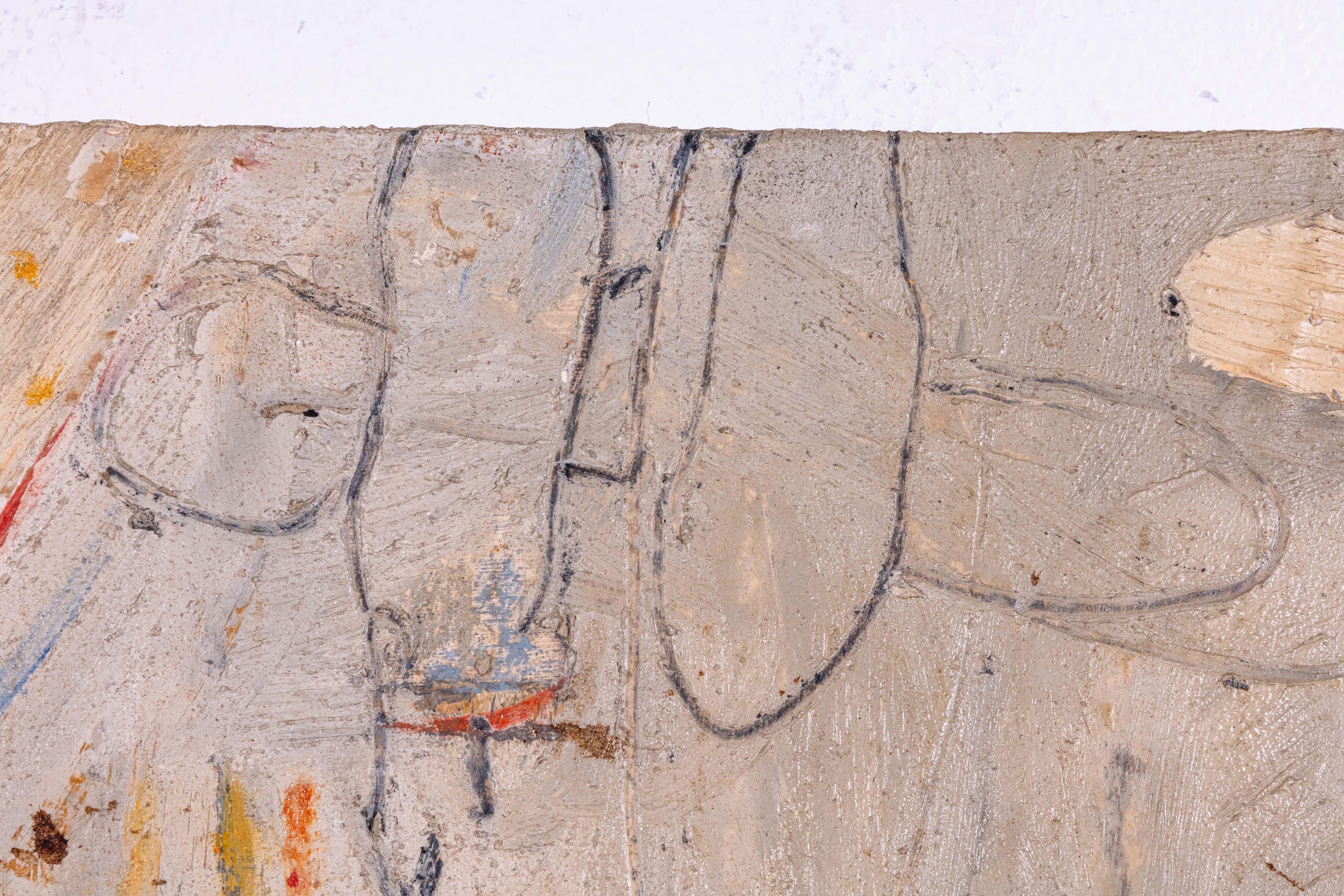 Postmoderne Barbara Goodman For Betty Signed Abstract Figurative Oil Painting on Paper 1994 en vente