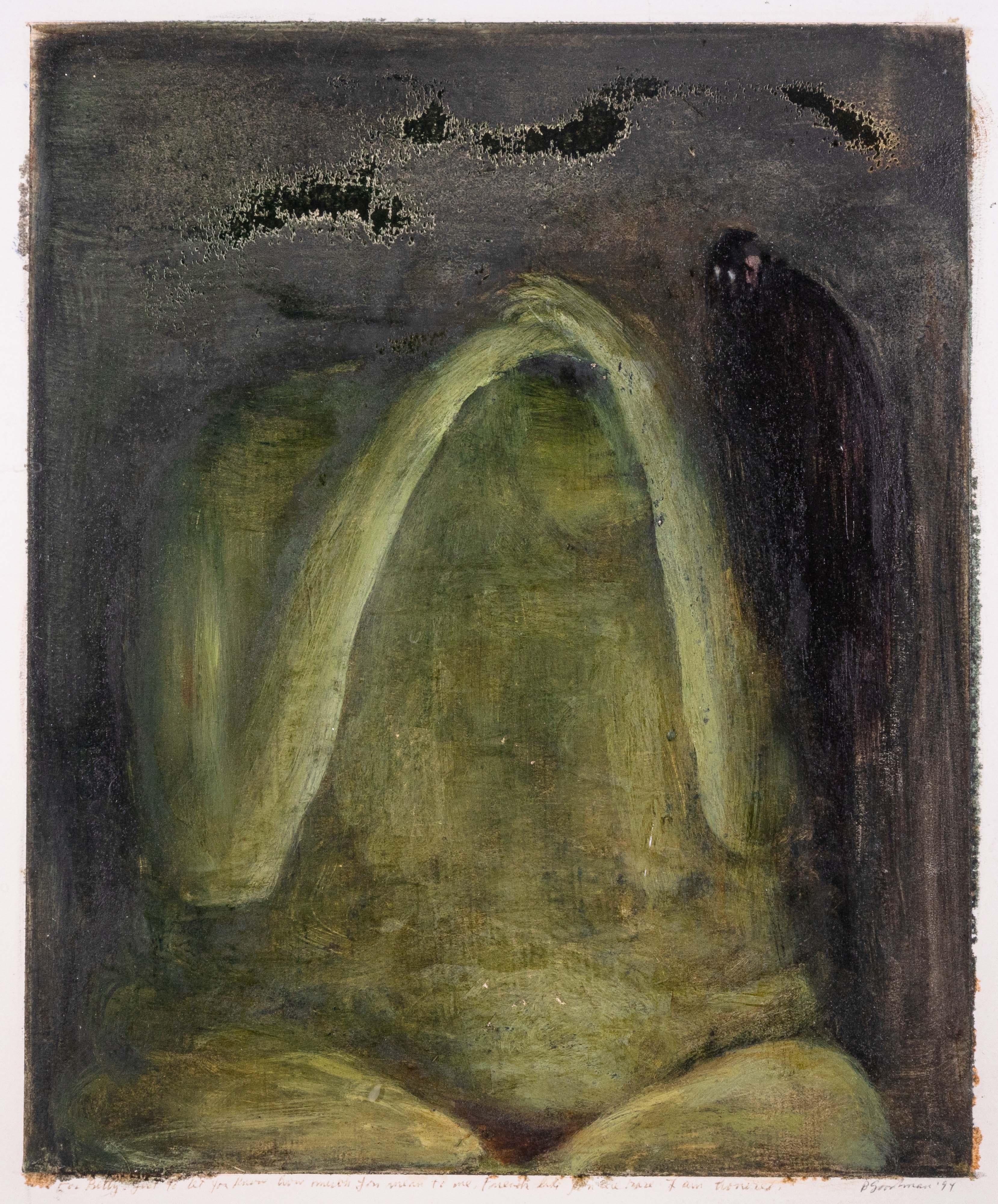 Barbara Goodman Für Betty signiert Abstraktes figuratives Ölgemälde auf Papier 1994 (amerikanisch) im Angebot