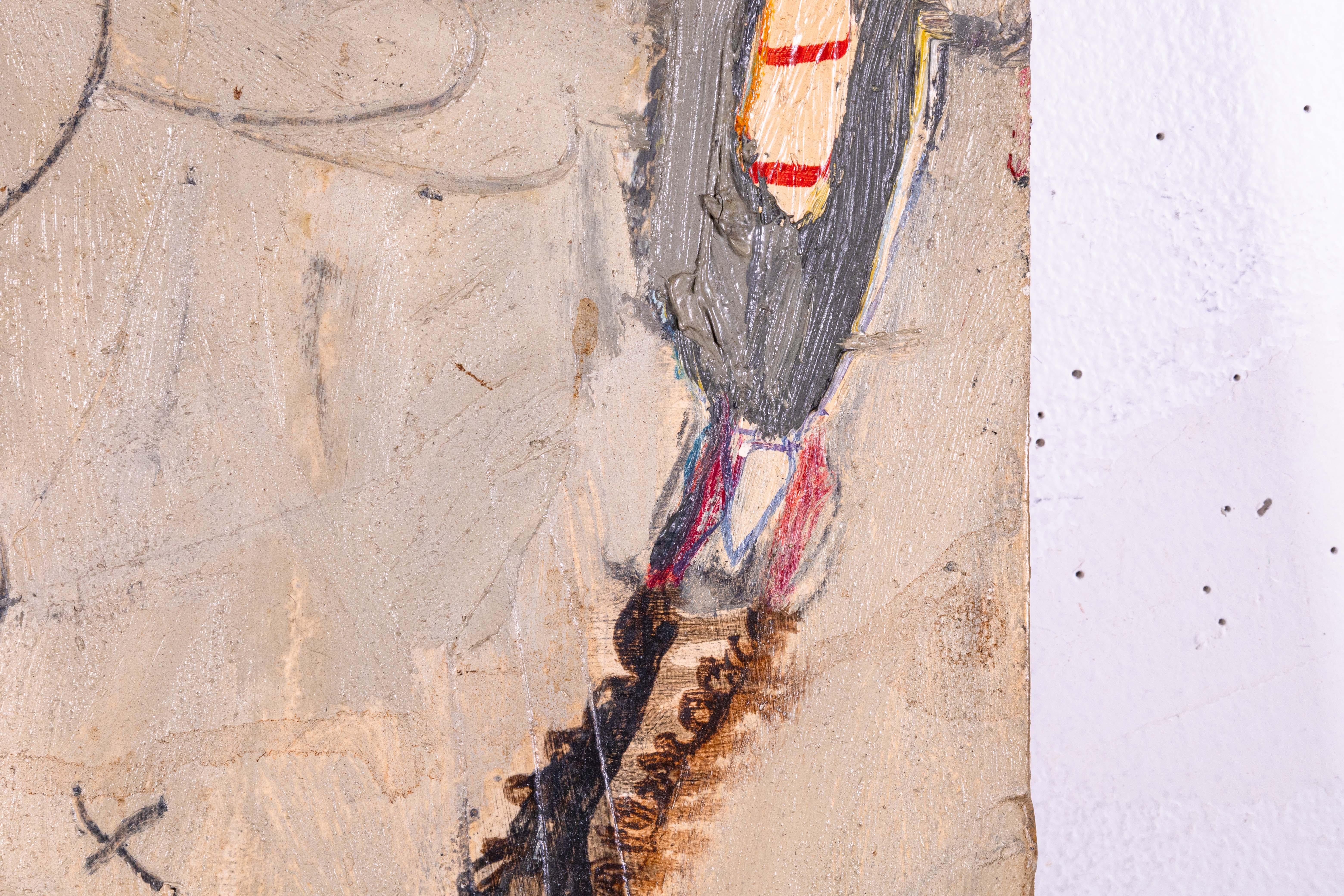 Américain Barbara Goodman For Betty Signed Abstract Figurative Oil Painting on Paper 1994 en vente