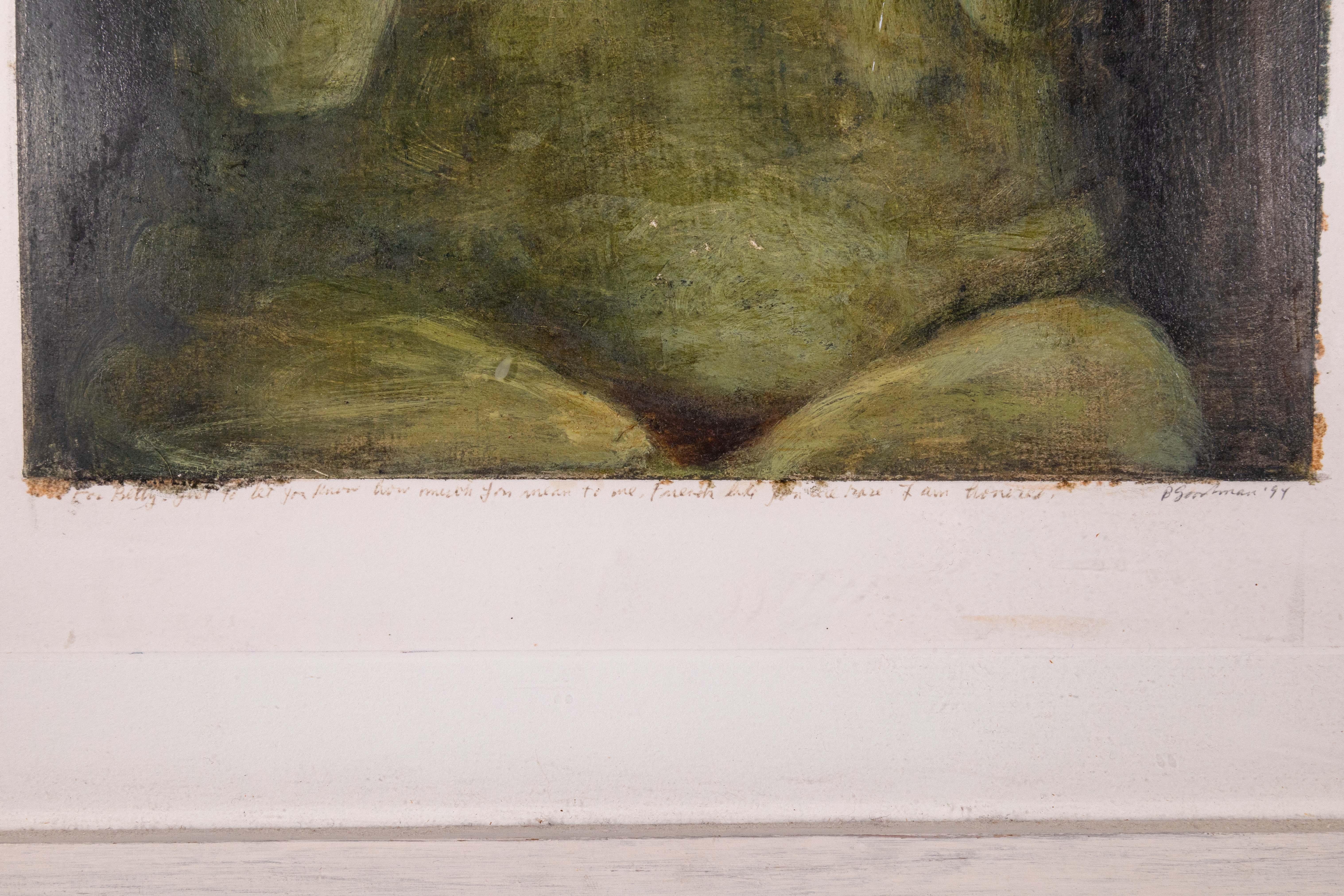 Barbara Goodman Für Betty signiert Abstraktes figuratives Ölgemälde auf Papier 1994 im Angebot 2