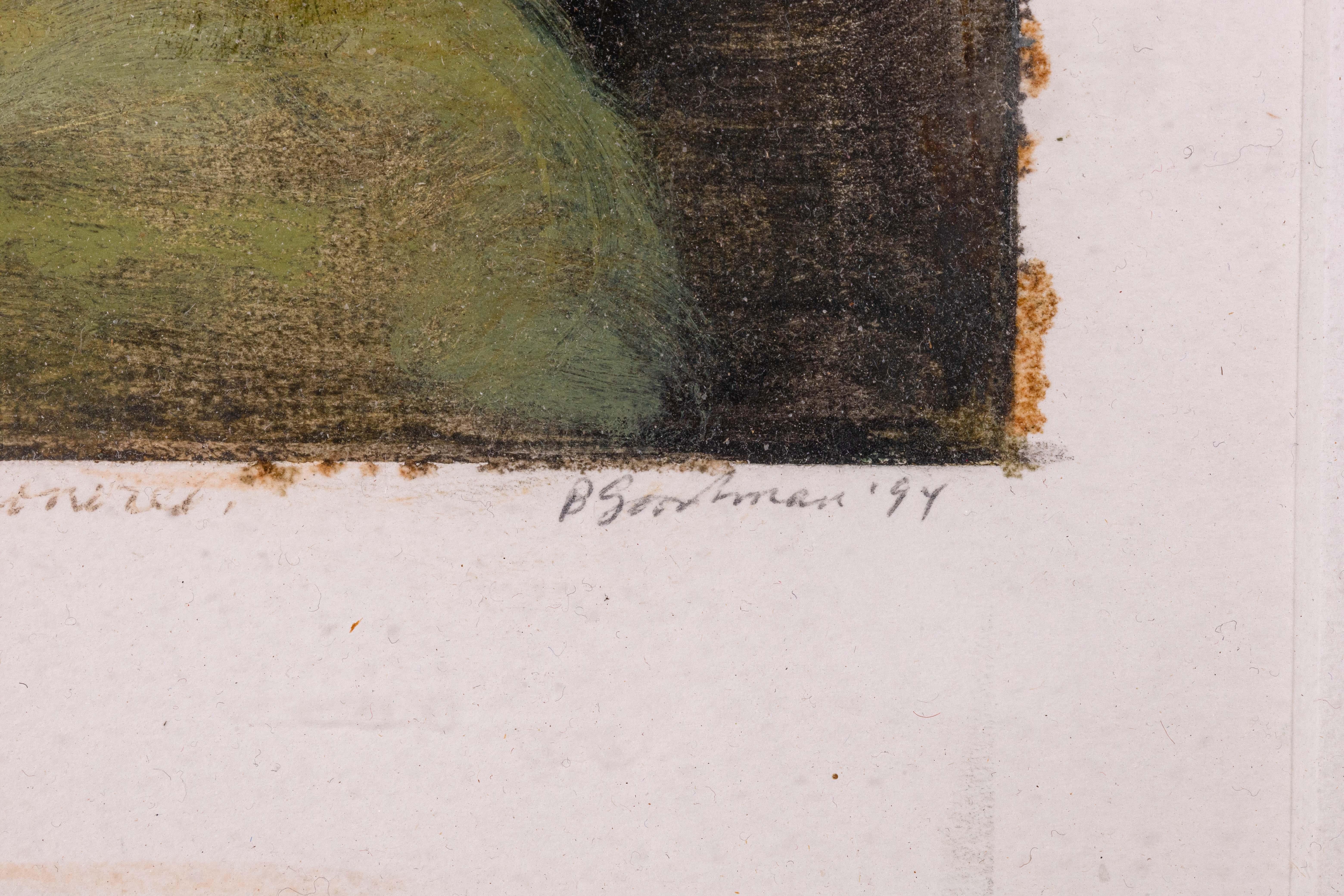 Barbara Goodman Für Betty signiert Abstraktes figuratives Ölgemälde auf Papier 1994 im Angebot 3