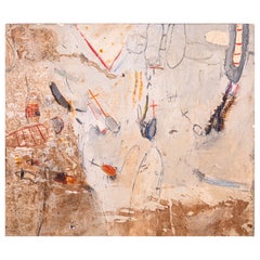 Barbara Goodman For Betty Signed Abstract Figurative Oil Painting on Paper 1994