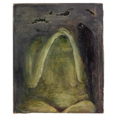 Barbara Goodman For Betty Signed Abstract Figurative Oil Painting on Paper 1994