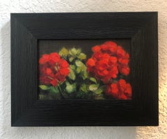 "Geranios" (2022) Pintura original de Barbara Hack - Naturaleza muerta floral