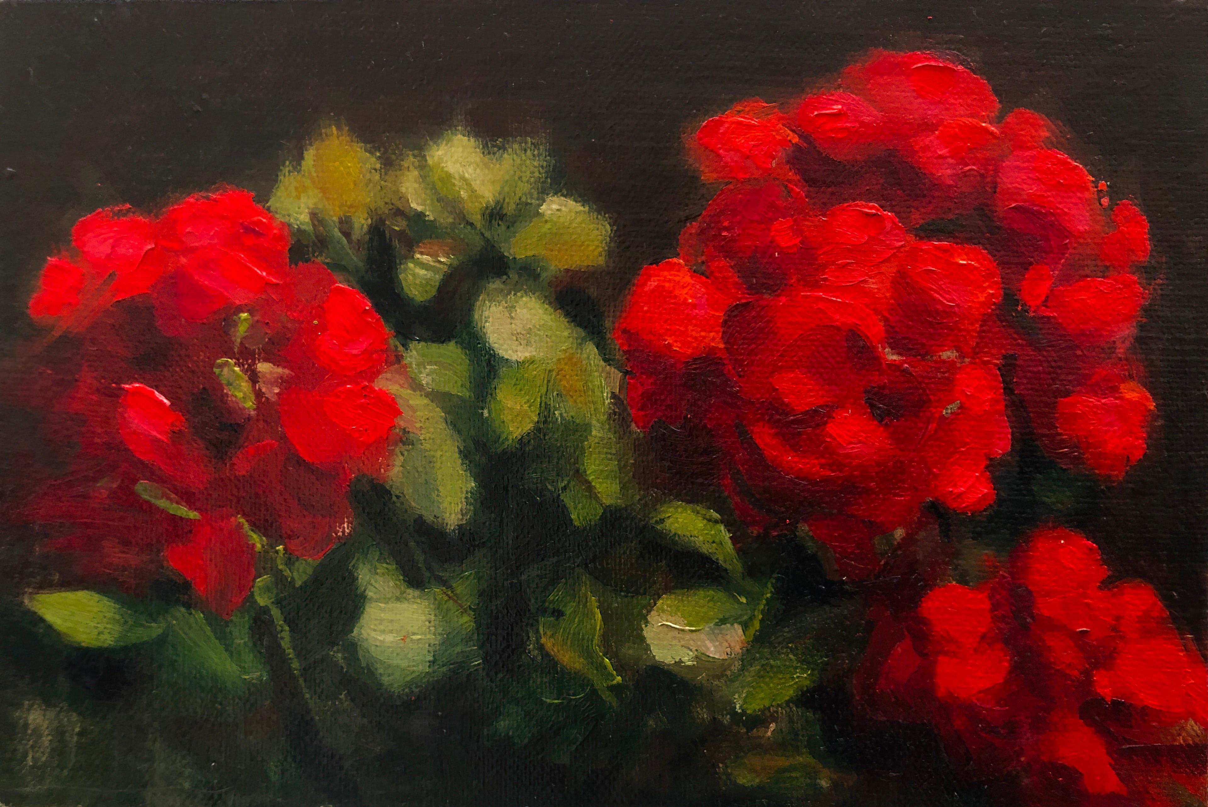 "Gerani" (2022) Dipinto originale di Barbara Hack - Natura morta floreale