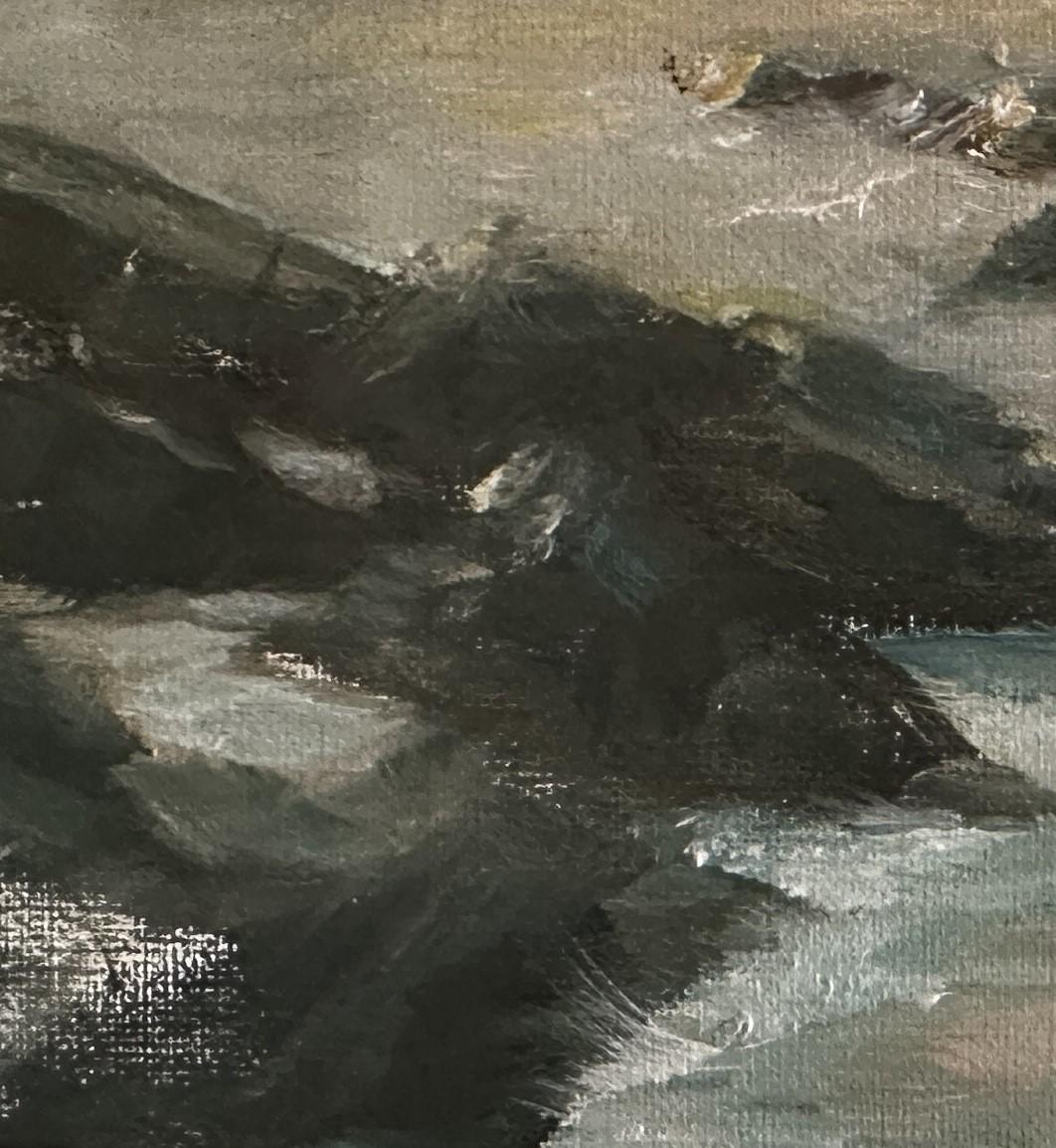 „Goldene Küste“ (2023) Originalgemälde von Barbara Hack, Meereslandschaft im Angebot 1