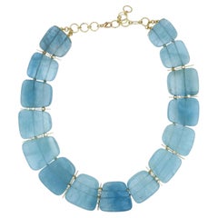 Barbara Heinrich – Halskette aus 18 Karat Gelbgold mit Aquamarin und Diamanten