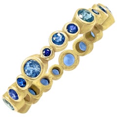 Barbara Heinrich Blue Sapphire Yellow Gold Eternity Bubble Band Ring