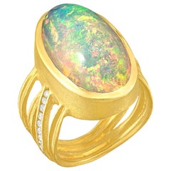 Barbara Heinrich Exceptional Ethiopian Opal White Diamond Multiwrap Band Ring