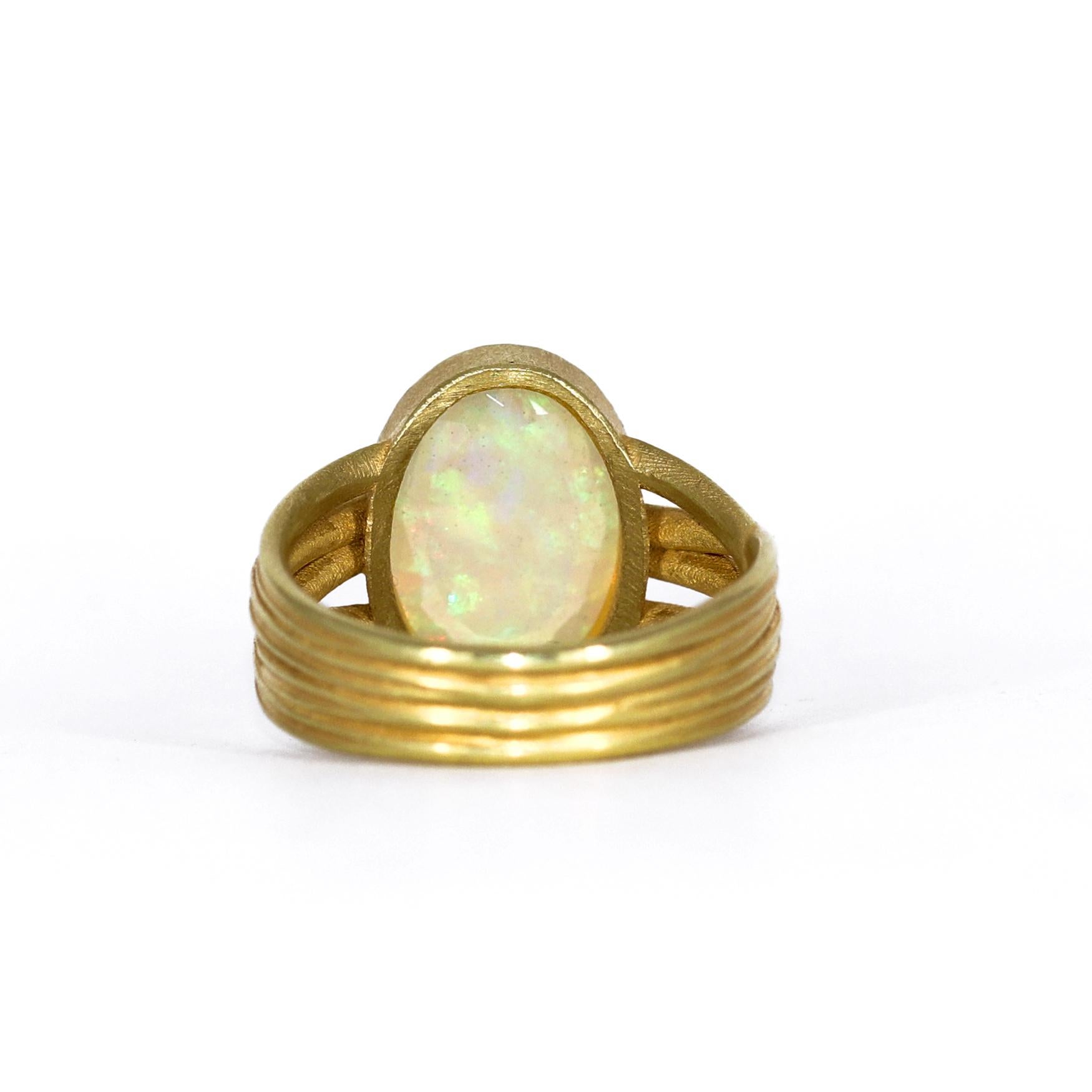 Women's Barbara Heinrich Fiery Faceted Ethiopian Opal Multiwrap Gold Ring