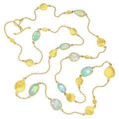 Barbara Heinrich One of a Kind Faceted Ethiopian Opal Gold Petals Necklace