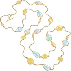 Barbara Heinrich One of a Kind Faceted Ethiopian Opal Gold Petals Necklace