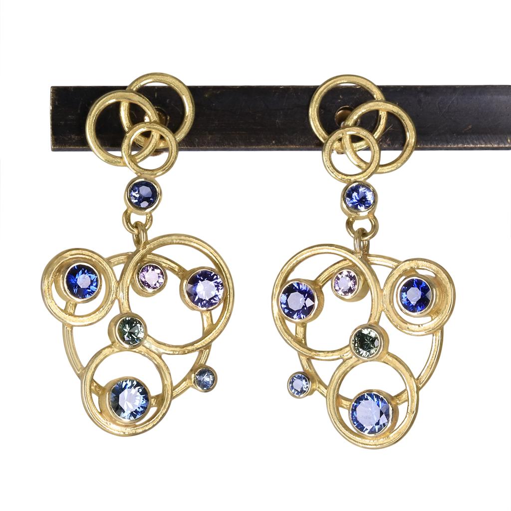 Contemporary Barbara Heinrich One of a Kind Multicolored Sapphire Circle Dangle Drop Earrings