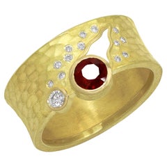 Barbara Heinrich Ruby White Diamond Gold One of a Kind Glacier Band Ring
