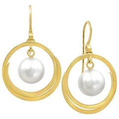 Barbara Heinrich South Sea Pearl Open Spiral Swirl Drop Earrings