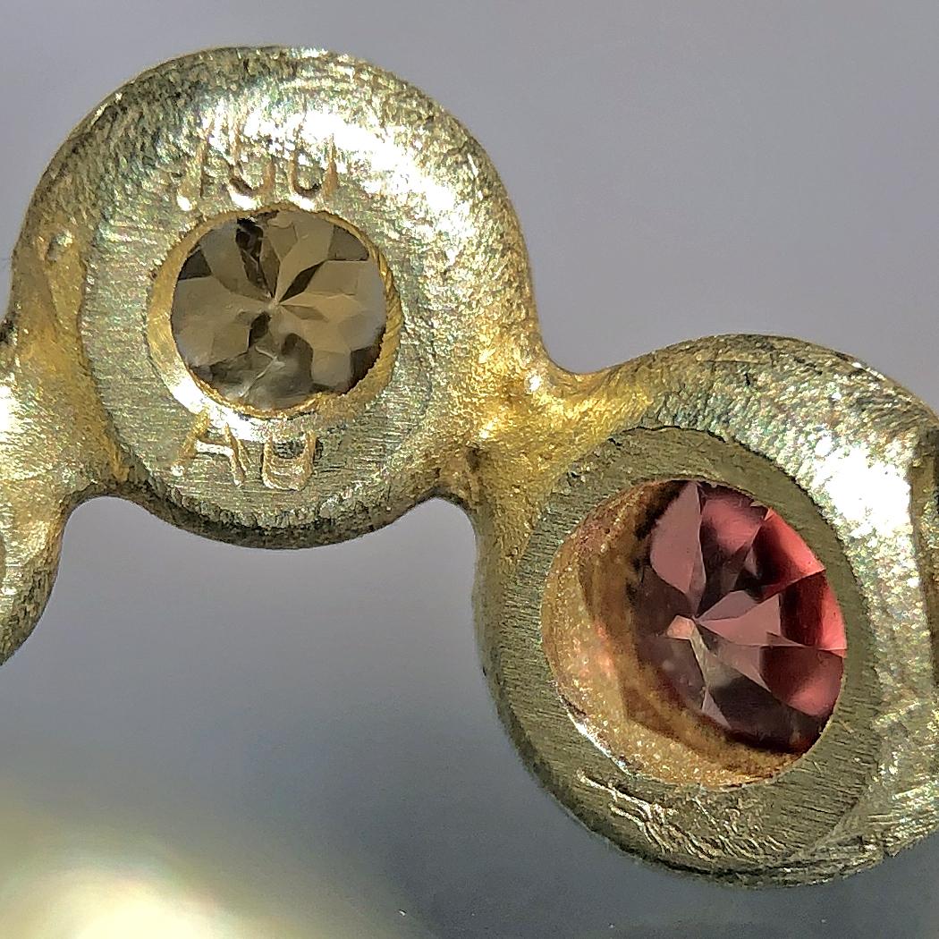 Contemporary Barbara Heinrich Vibrant Multi-Color Sapphire Matte Gold Random Bubble Band Ring