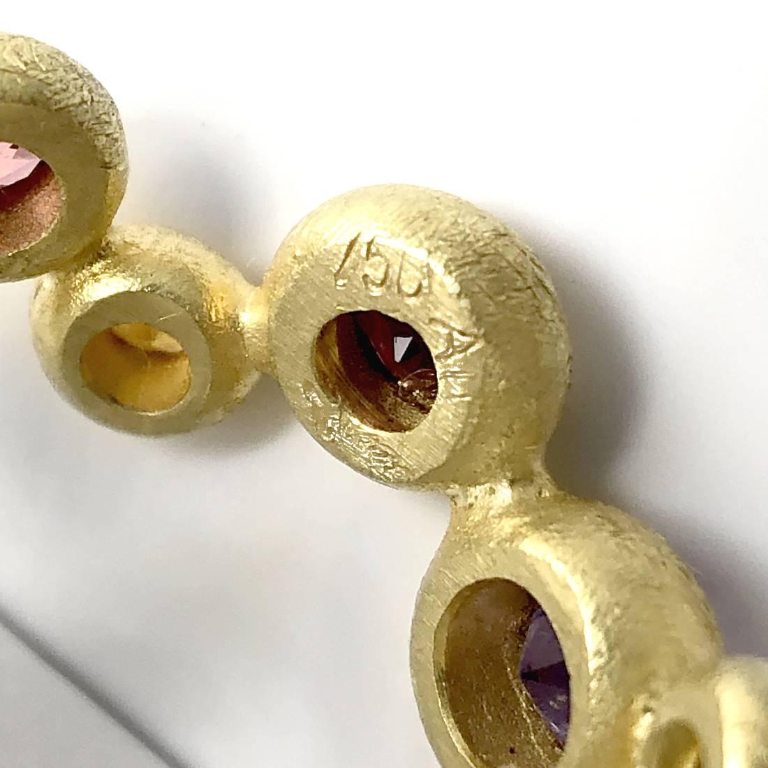 Barbara Heinrich Vibrant Multi-Color Sapphire Matte Gold Random Bubble Band Ring 4