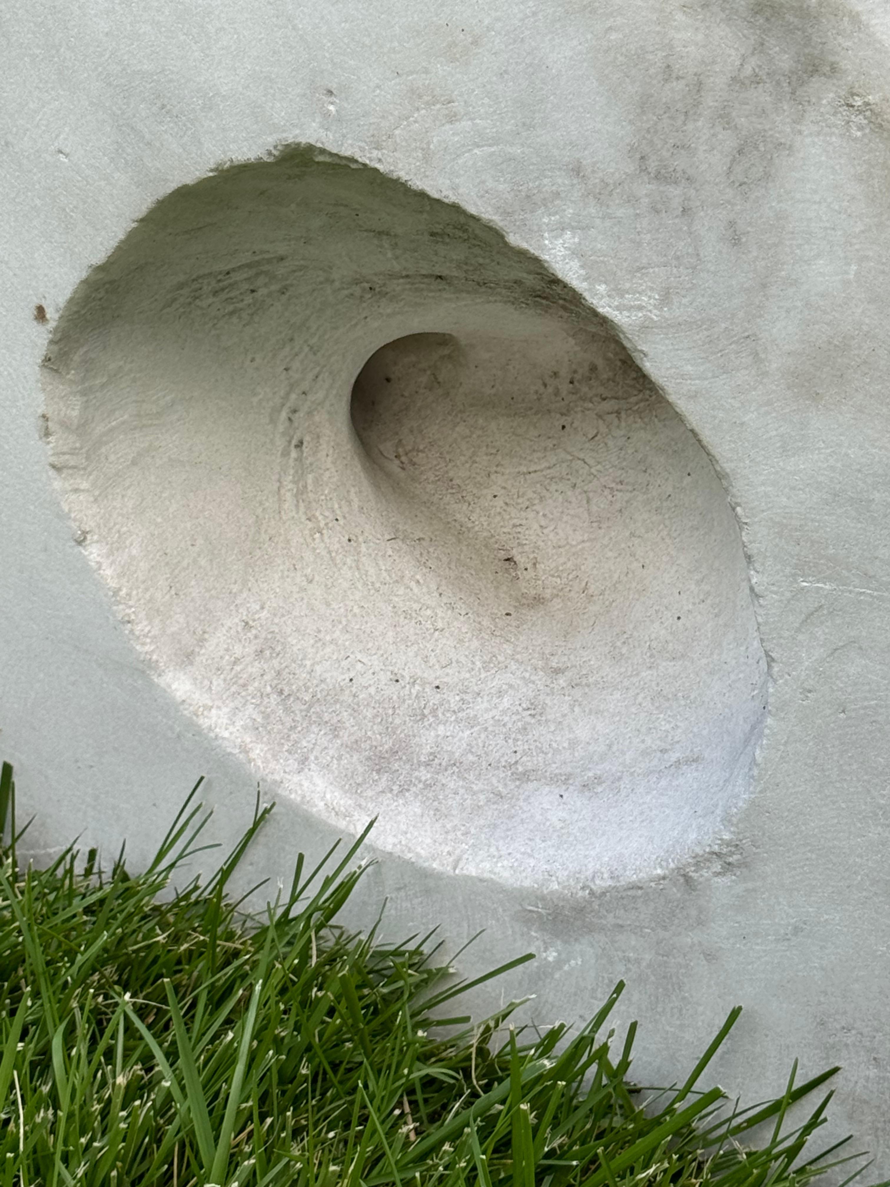 Barbara Hepworth Style Carved Marble Organic Abstract Garden or Yard Sculpture For Sale 3