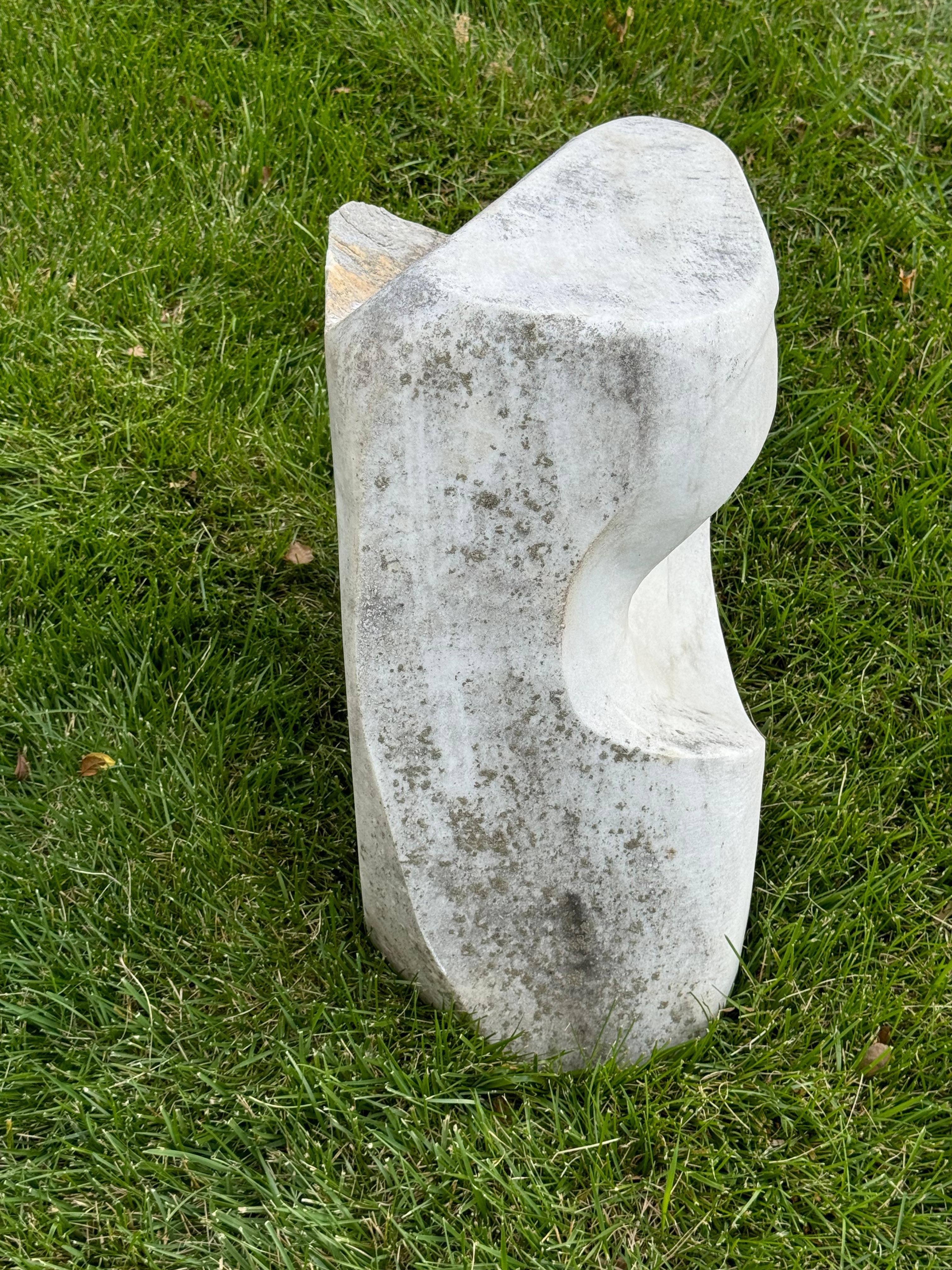 Barbara Hepworth Style Carved Marble Organic Abstract Garden or Yard Sculpture For Sale 5