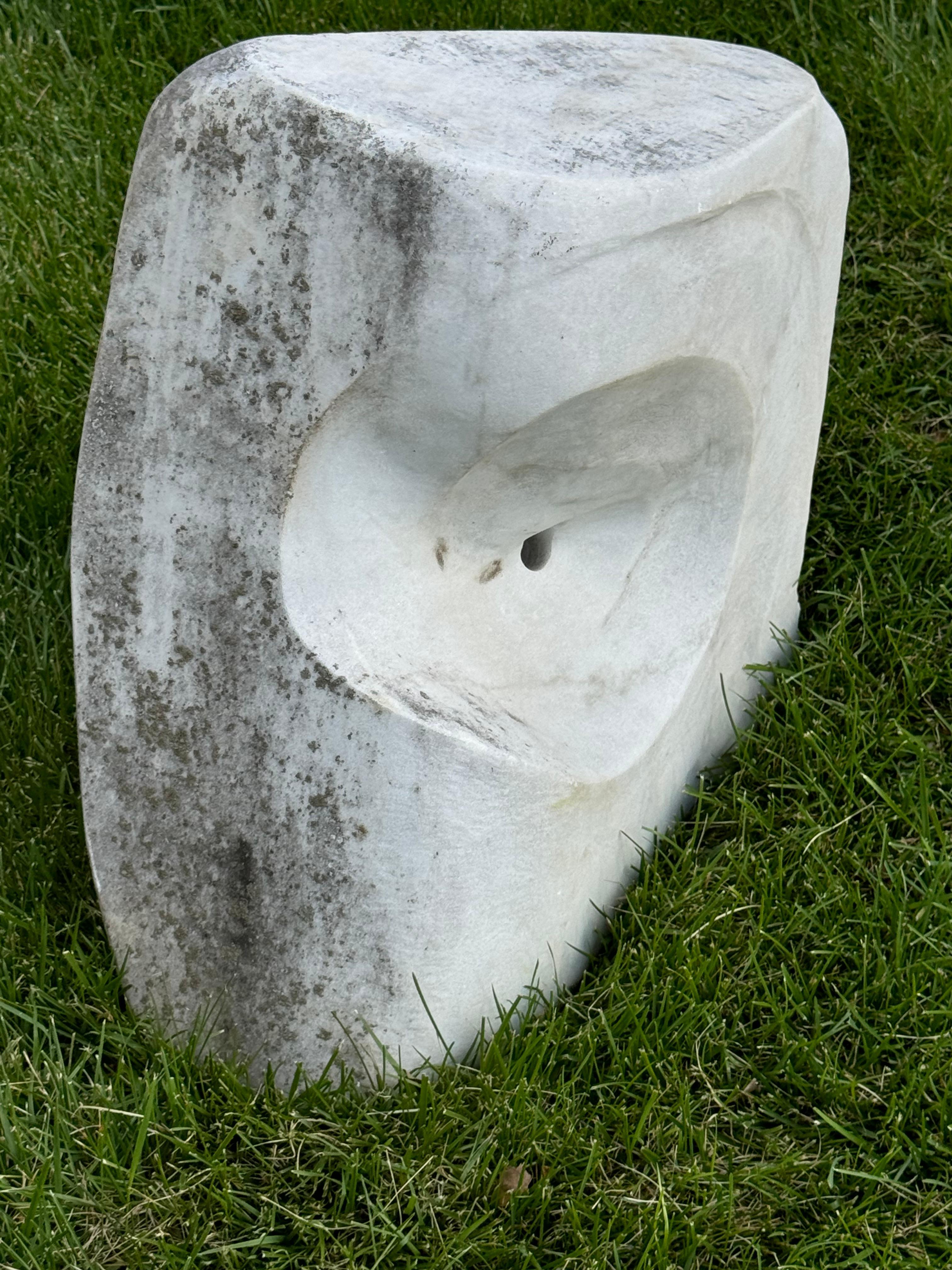 Barbara Hepworth Style Carved Marble Organic Abstract Garden or Yard Sculpture For Sale 6