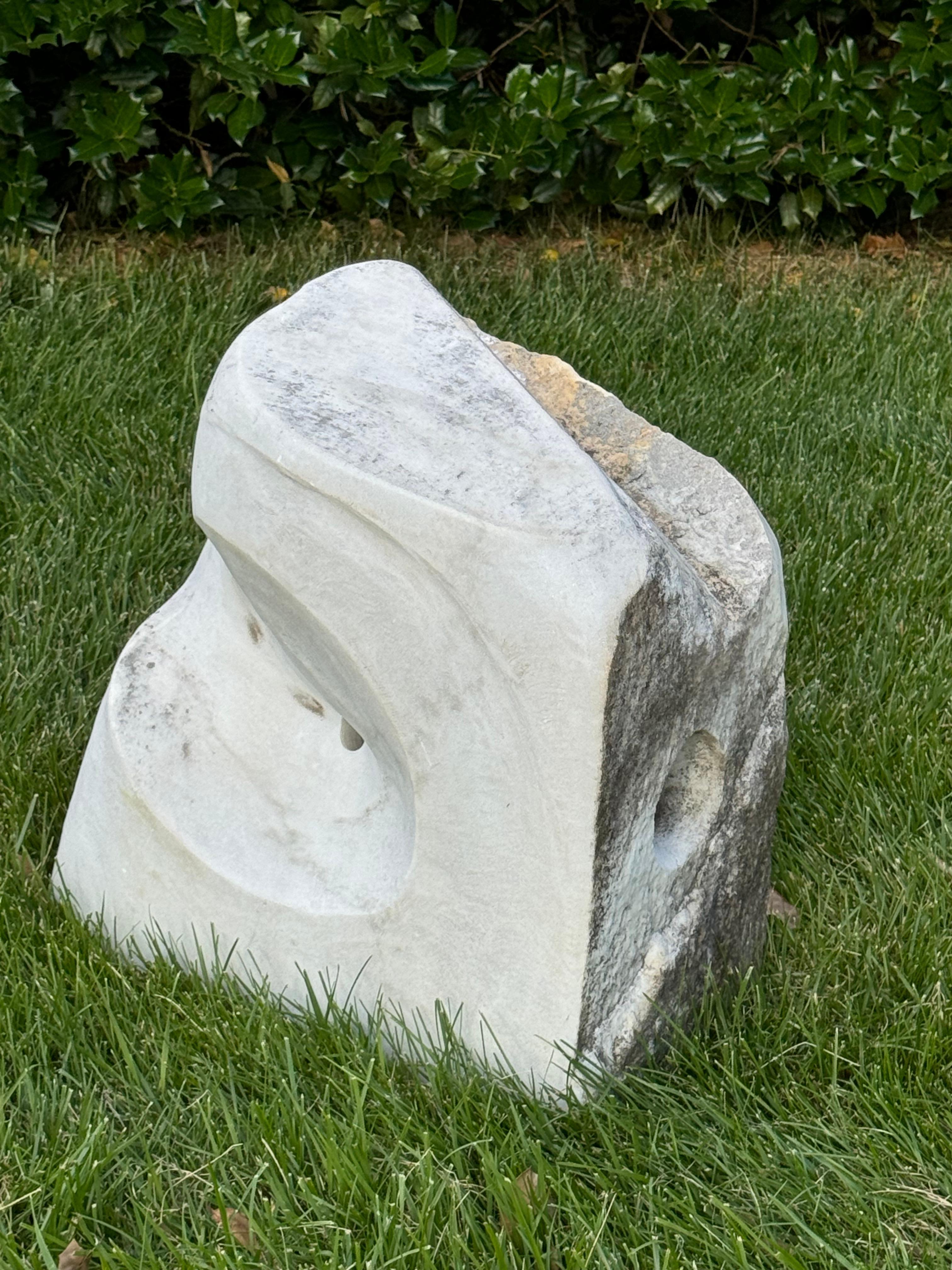 Barbara Hepworth Style Carved Marble Organic Abstract Garden or Yard Sculpture For Sale 8