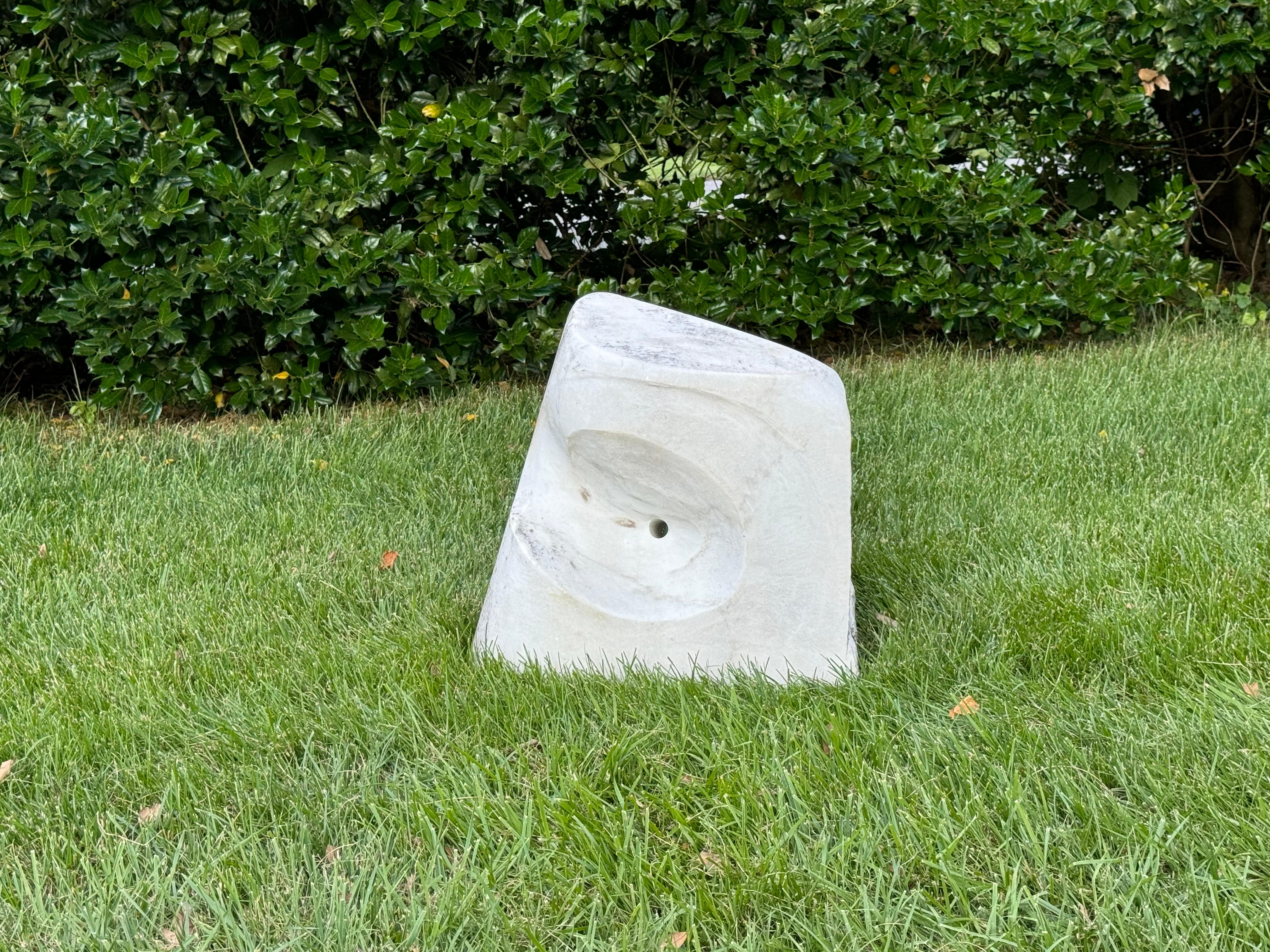 Barbara Hepworth Style Carved Marble Organic Abstract Garden or Yard Sculpture For Sale 10