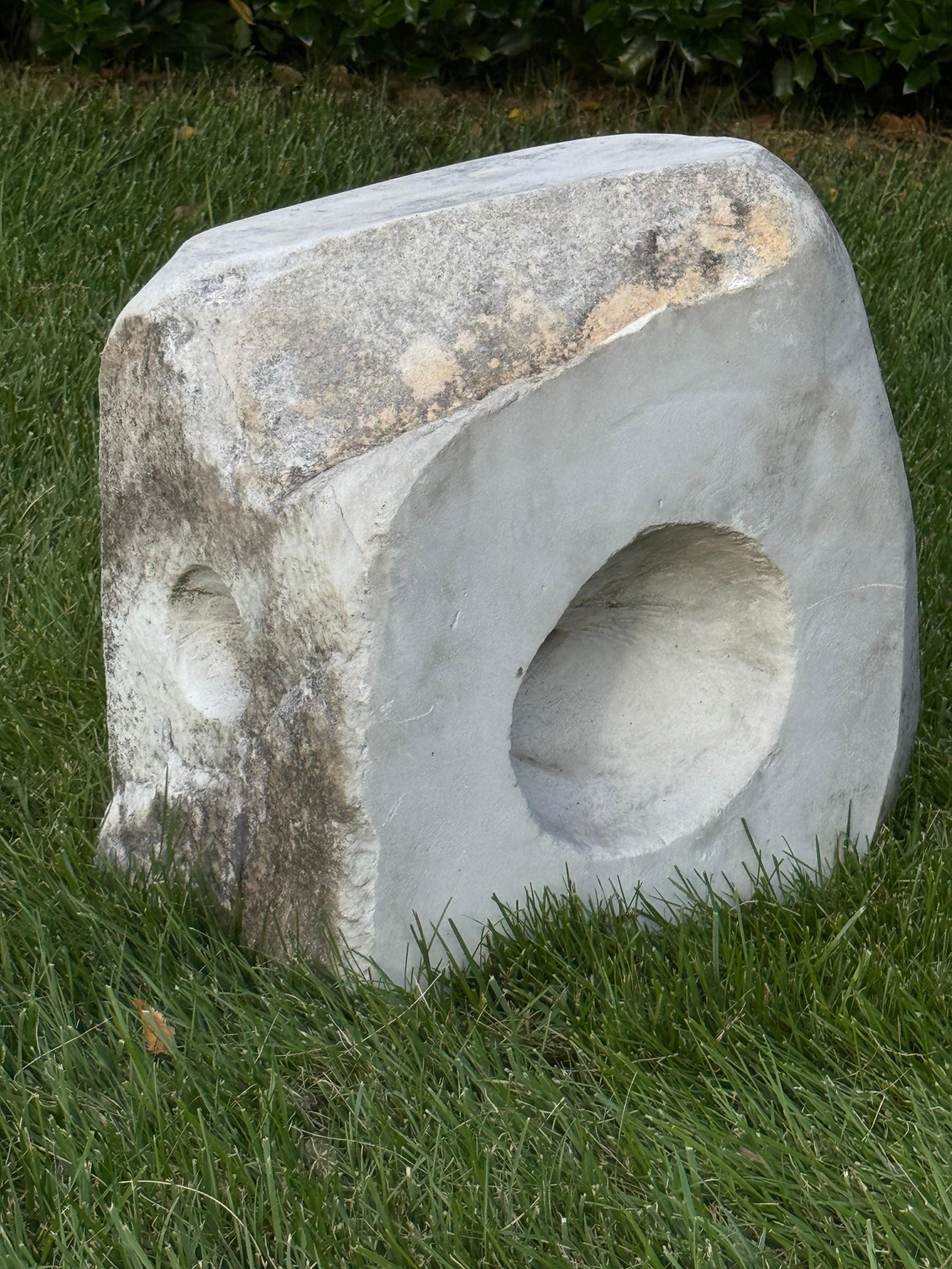 Barbara Hepworth Style Carved Marble Organic Abstract Garden or Yard Sculpture For Sale 11