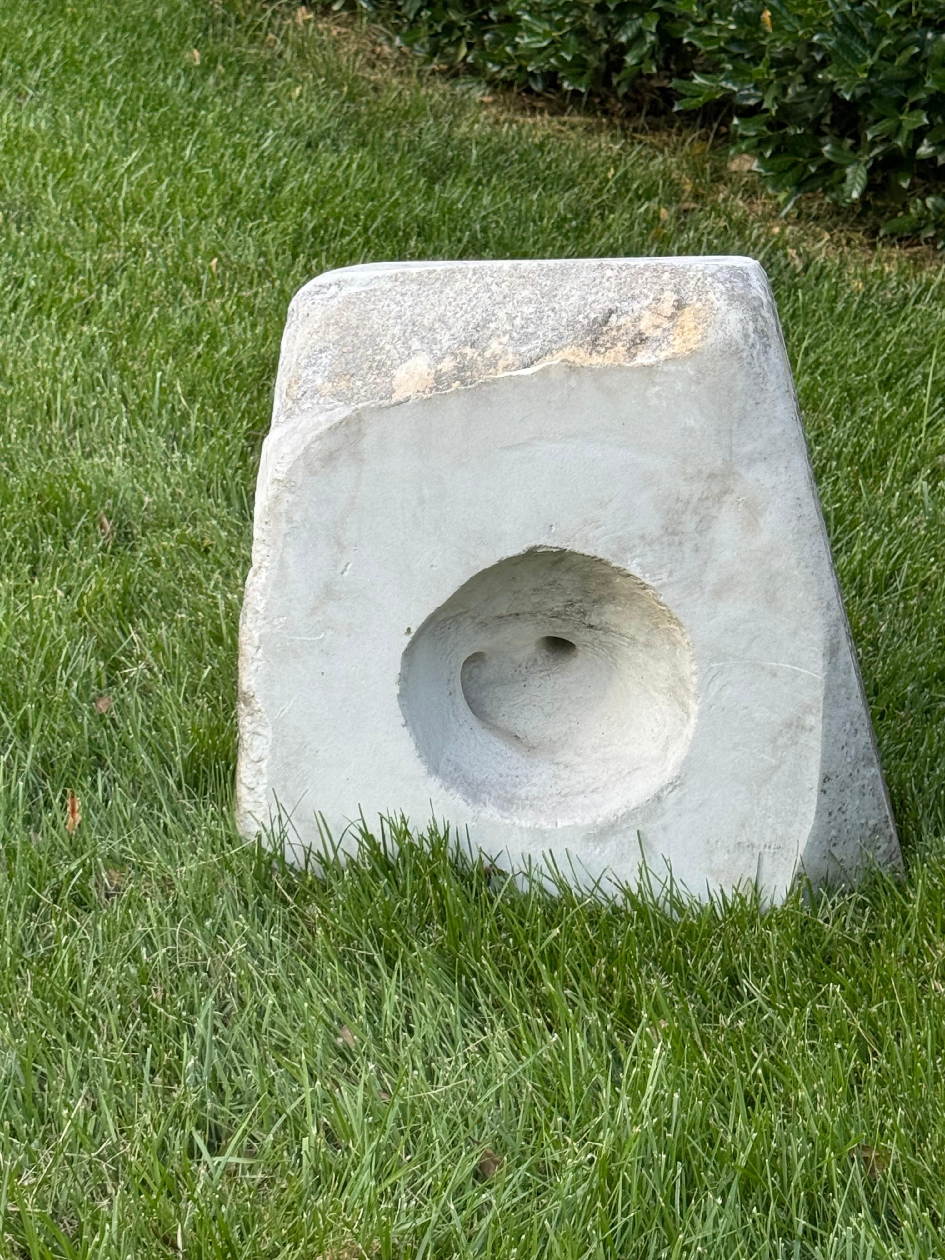 Barbara Hepworth Style Carved Marble Organic Abstract Garden or Yard Sculpture For Sale 12