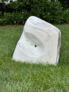 Barbara Hepworth Style Carved Marble Organic Abstract Garden or Yard Sculpture