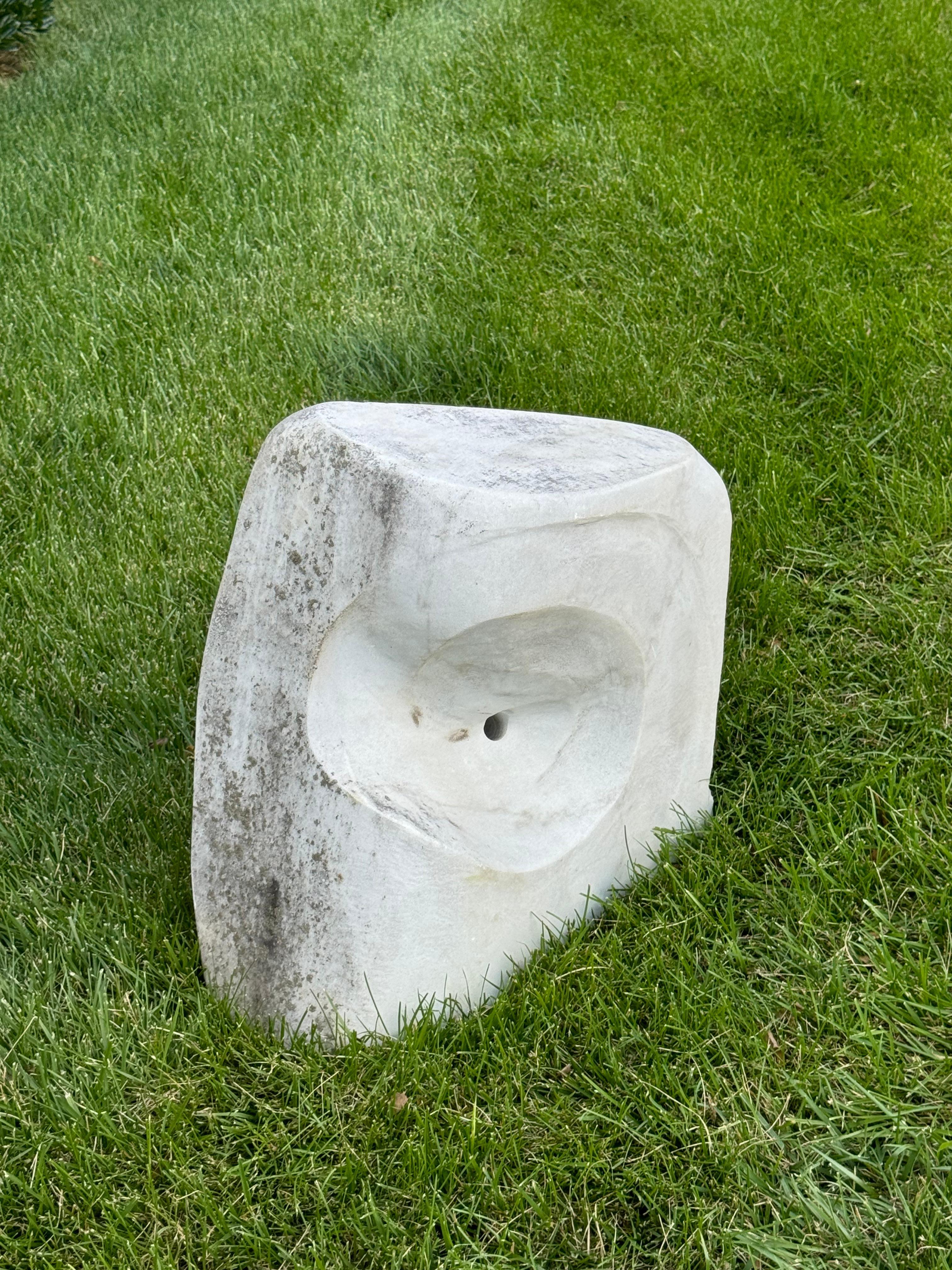 Mid-20th Century Barbara Hepworth Style Carved Marble Organic Abstract Garden or Yard Sculpture For Sale