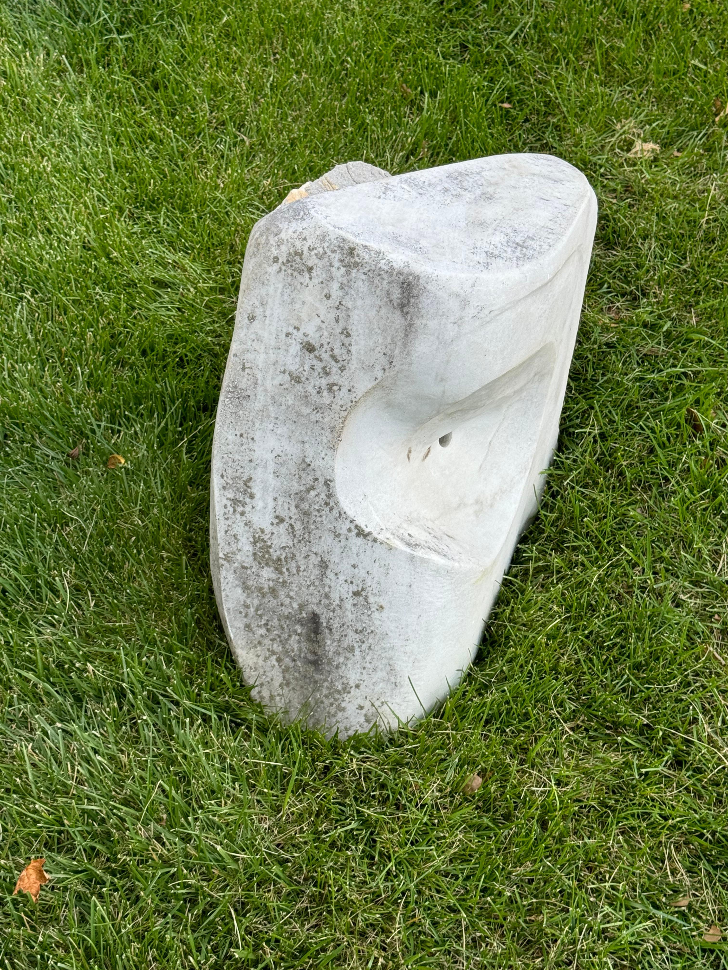 Barbara Hepworth Style Carved Marble Organic Abstract Garden or Yard Sculpture For Sale 1