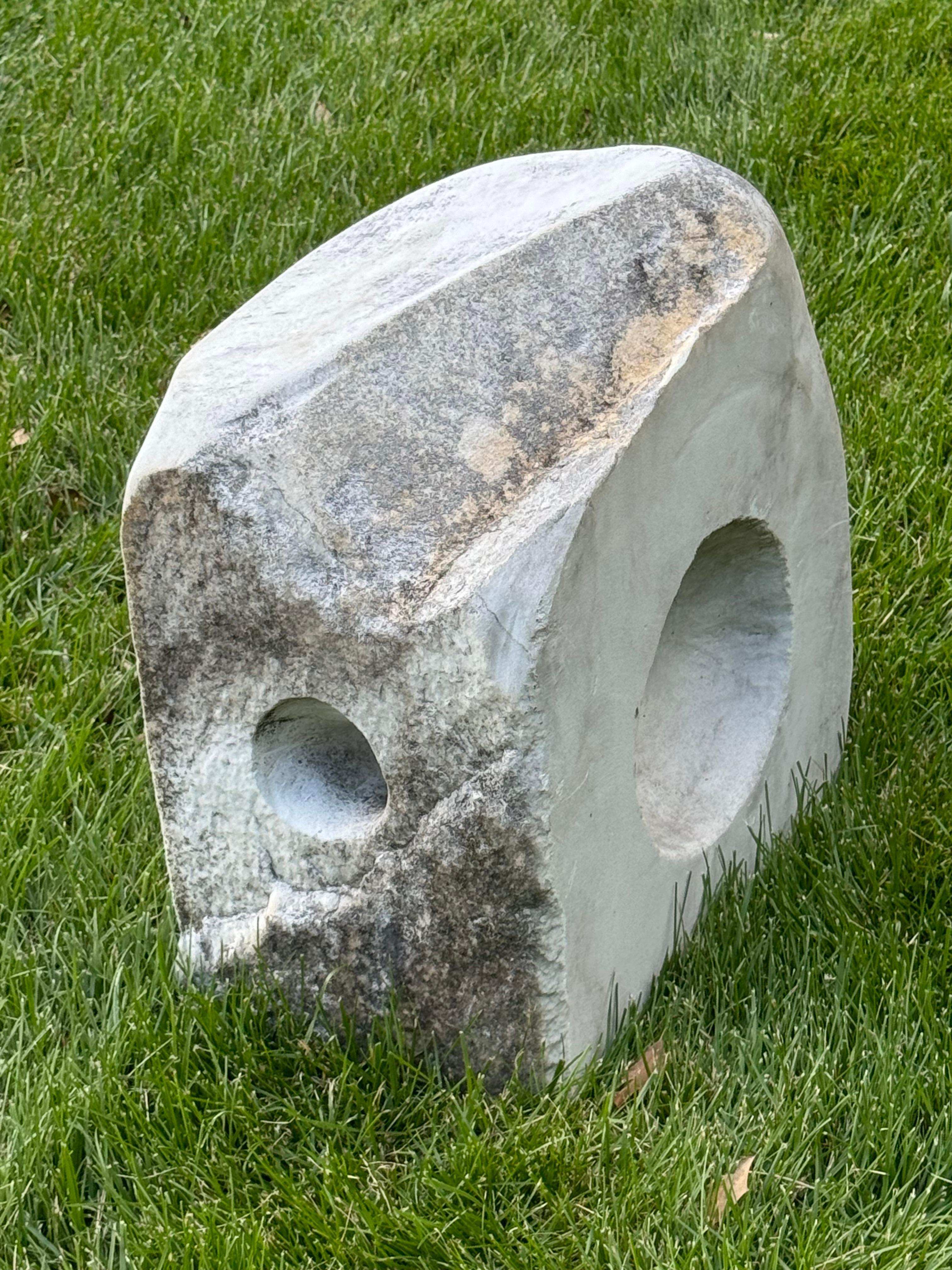 Barbara Hepworth Style Carved Marble Organic Abstract Garden or Yard Sculpture For Sale 2