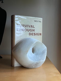 Barbara Hepworth Style Marble Sculpture Single Bookend Eye Iris Biomorphic Form