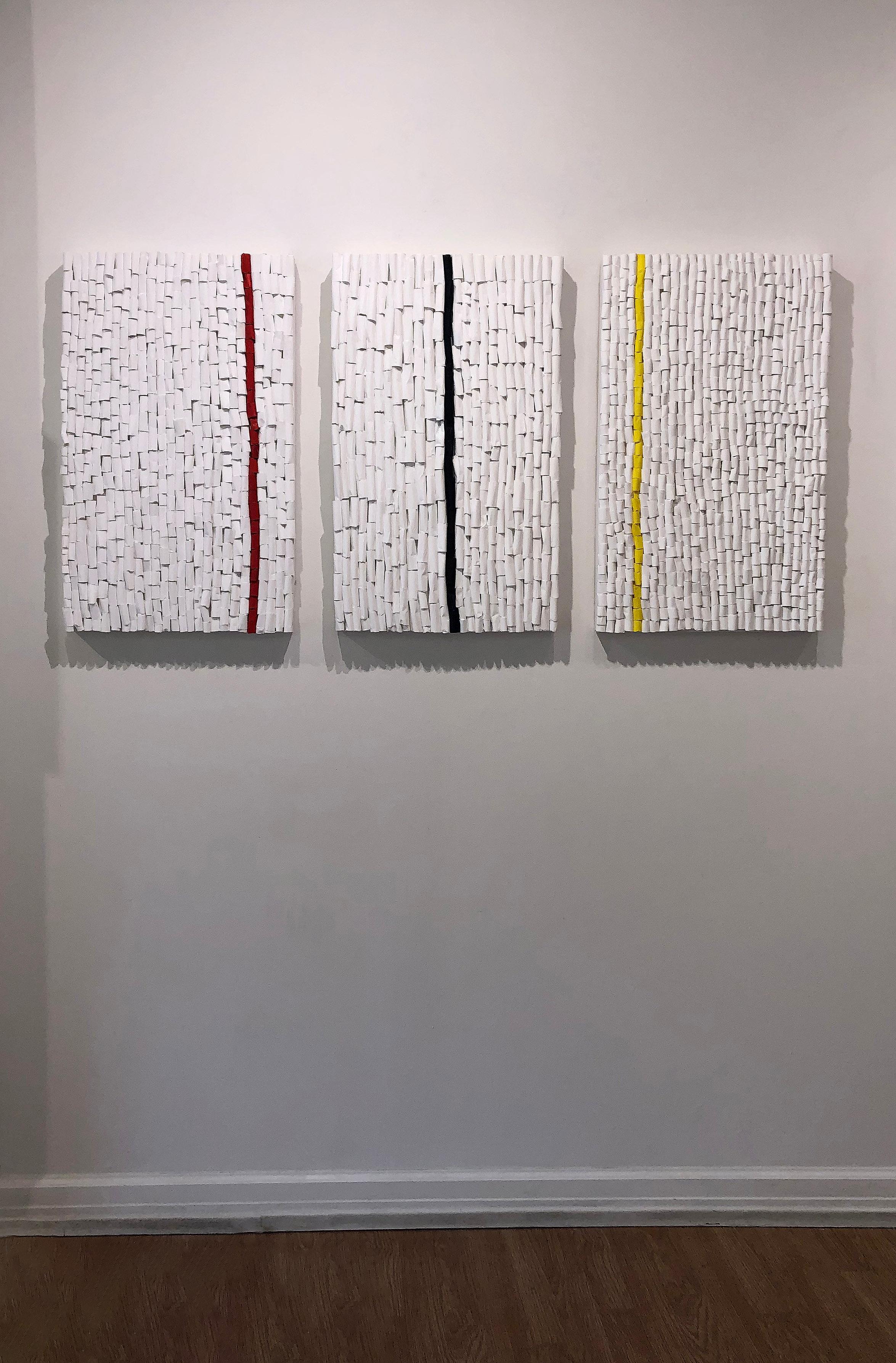 Rice paper & acrylic, Sculptural wall work, Barbara Hirsch, In Parallel 3