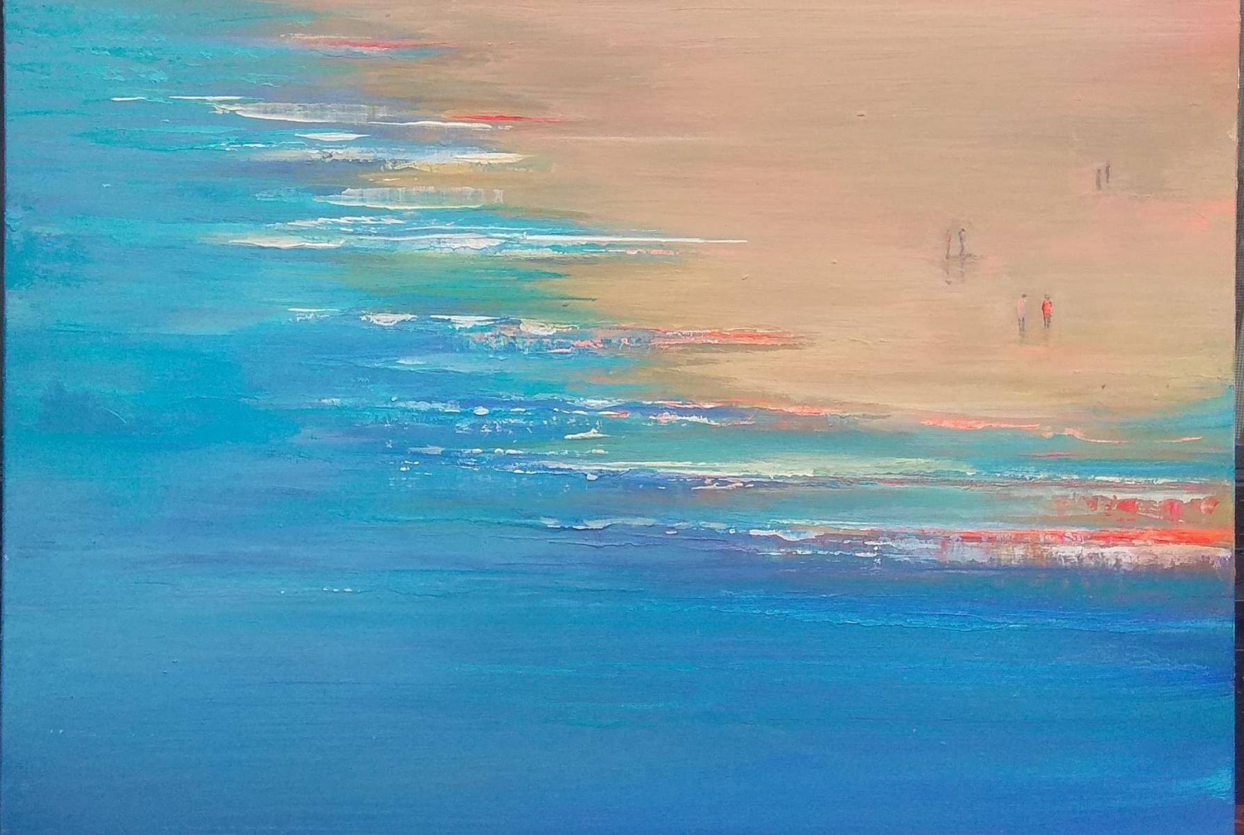 Barbara Hubert Landscape Painting – Zeitgenössische Acrylmalerei am Strand – 21. Jahrhundert, Landschaft