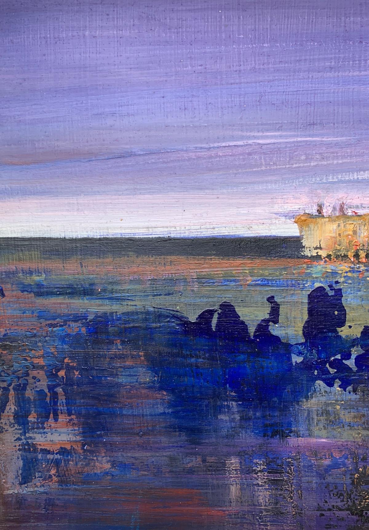 Un paysage 3. Peinture acrylique contemporaine, paysage, art polonais - Violet Landscape Painting par Barbara Hubert