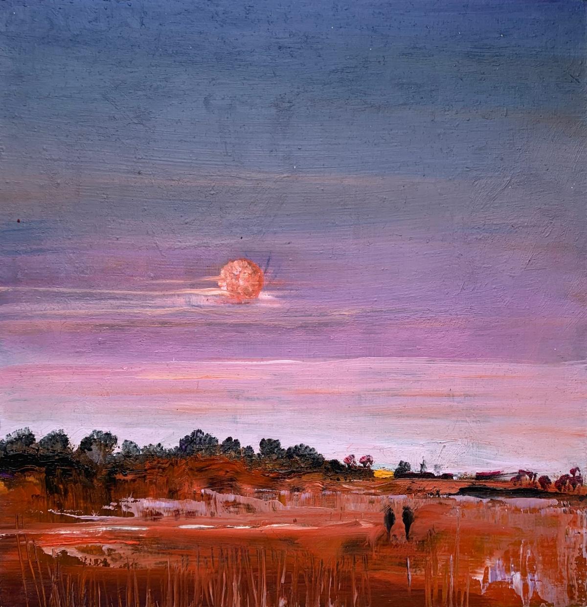 Landscape Painting Barbara Hubert - Un paysage. Peinture acrylique contemporaine, Paysage, Art polonais